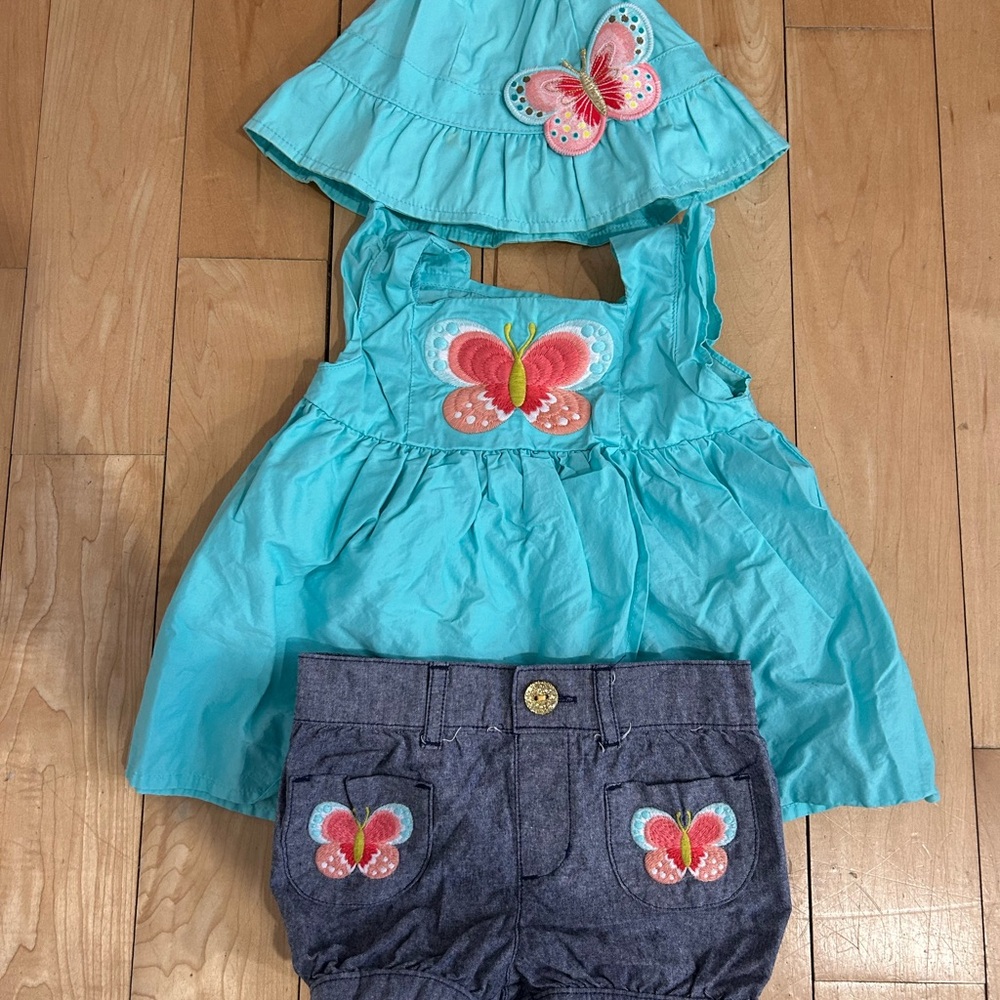 Gymboree Teal Butterfly 3-Piece Matching Set